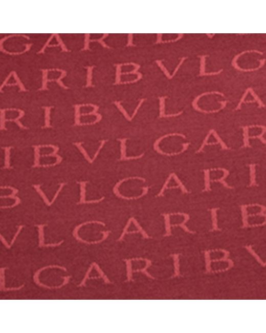 BVLGARI Red Silk Logo Scarf