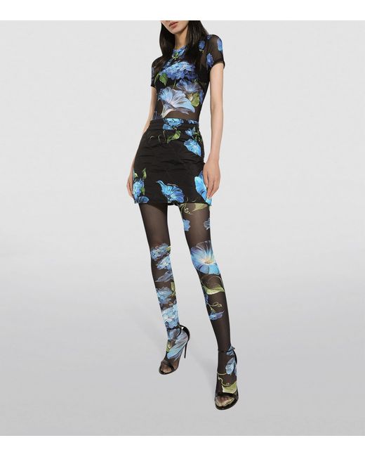 Dolce & Gabbana Black Floral Quilted Mini Skirt