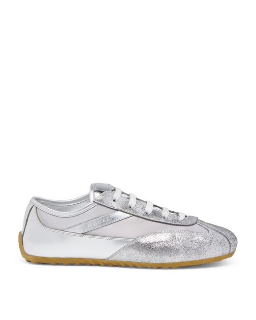 McQueen White Metallic-Trim Boxe Sneakers