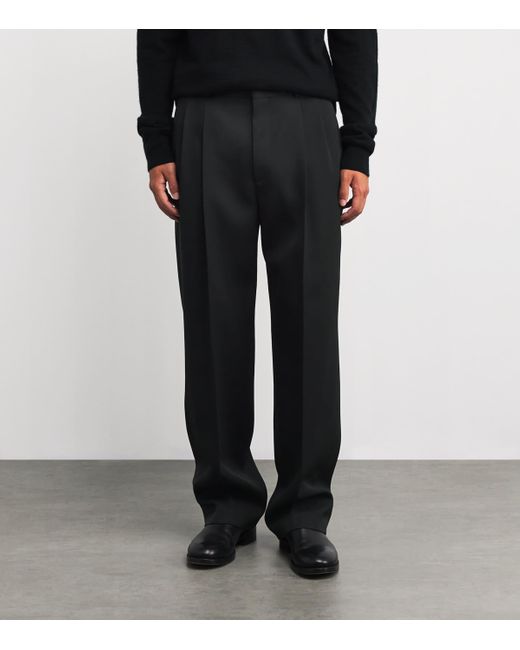 The Row Zev Virgin Wool Pleated Trousers in Black for Men | Lyst