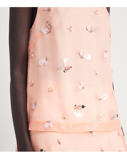 Jonathan Simkhai Pink Embellished Organza Celia Top