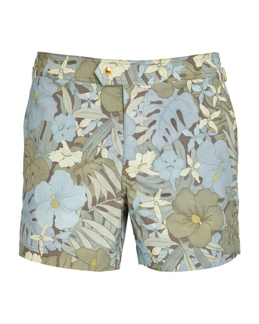 Tom Ford Blue Dusty Hibiscus Swim Shorts for men