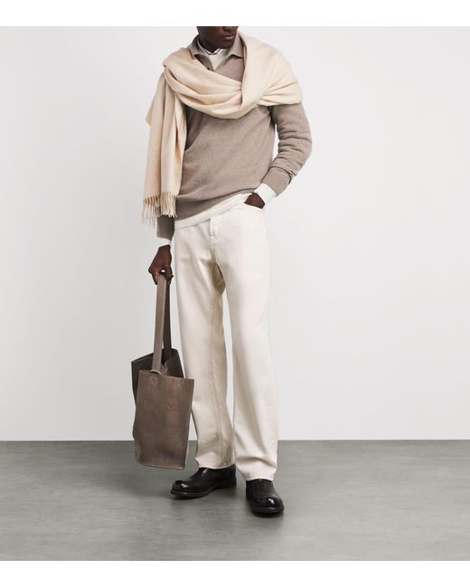 FIORONI CASHMERE Gray Cashmere Long-Sleeve Polo Shirt for men