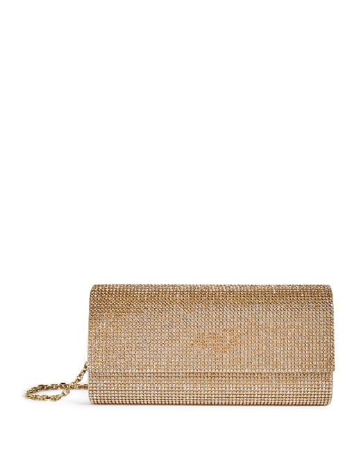 Judith Leiber Natural Satin Crystal-Embellished Perry Clutch Bag