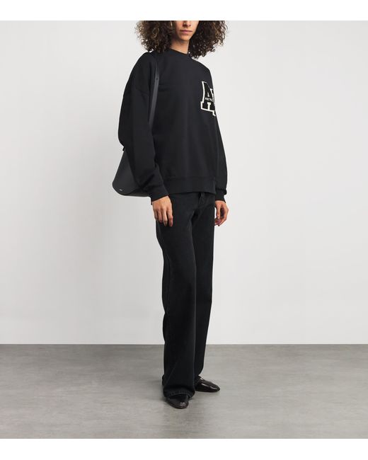 Anine Bing Black Oversized Miles Letterman Sweatshirt