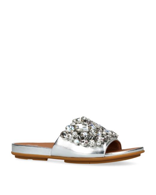 Fitflop White Gracie Jewel-embellished Leather Sandals