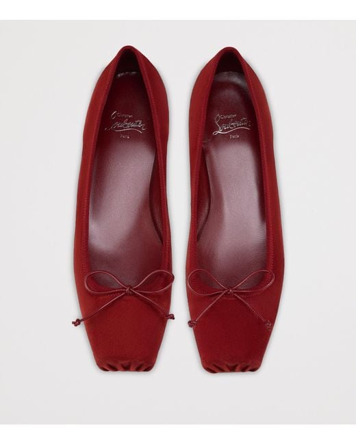 Christian Louboutin Red Cassia Nodo Suede Ballet Flats