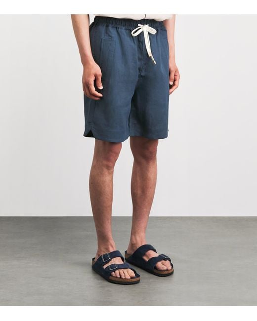 Eleventy Blue Linen Drawstring Bermuda Shorts for men