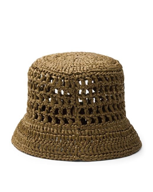 Prada Green Woven Bucket Hat