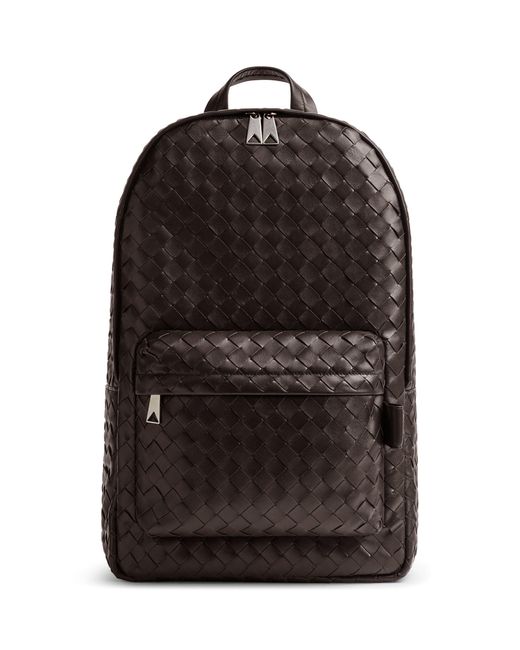 Bottega Veneta Black Calfskin Intrecciato Backpack for men