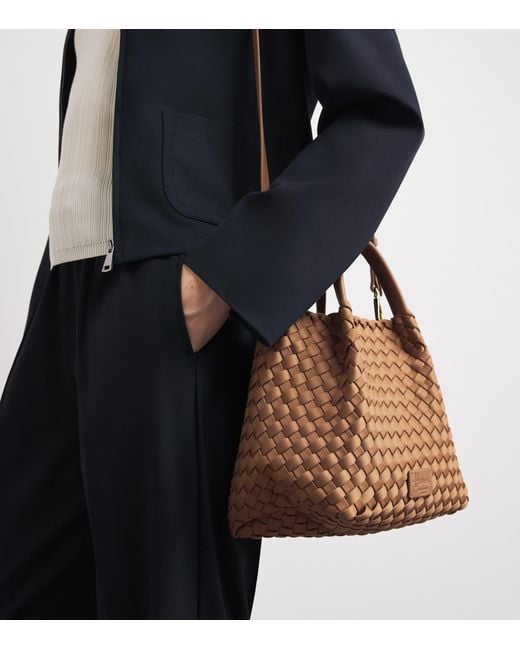 Harrods Brown Mini Neoprene Woven Tote Bag