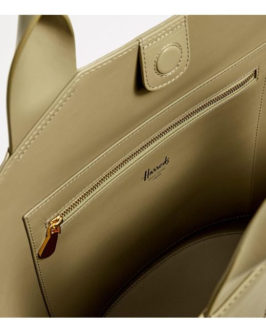 Harrods Green Medium Grab Leather Tote Bag