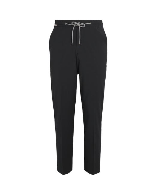 Corneliani Black Virgin Wool-Blend Drawstring Trousers for men