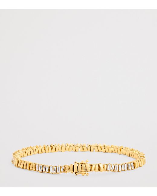 Suzanne Kalan Natural And Diamond Golden Mini Id Tennis Bracelet
