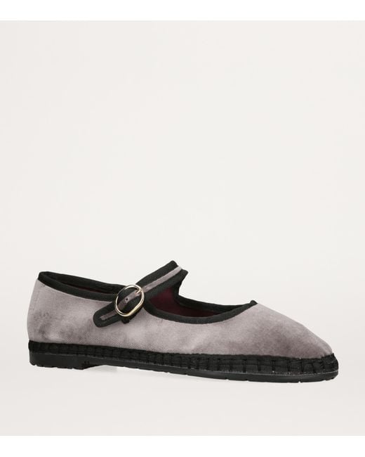 Flabelus Black Velvet Brida Mary Jane Flats