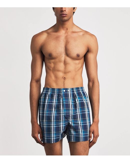 Derek Rose Blue Cotton Boxer Shorts for men