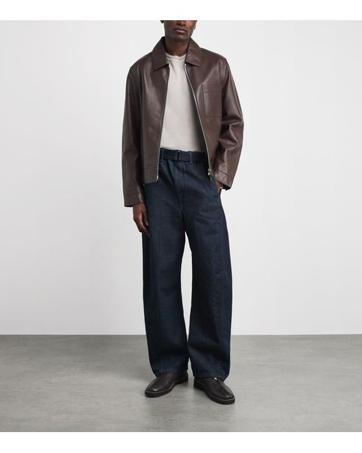 Yves Salomon Brown Lambskin Zip-Up Jacket for men