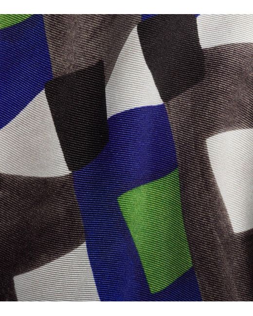 Miu Miu Blue Silk Printed Scarf