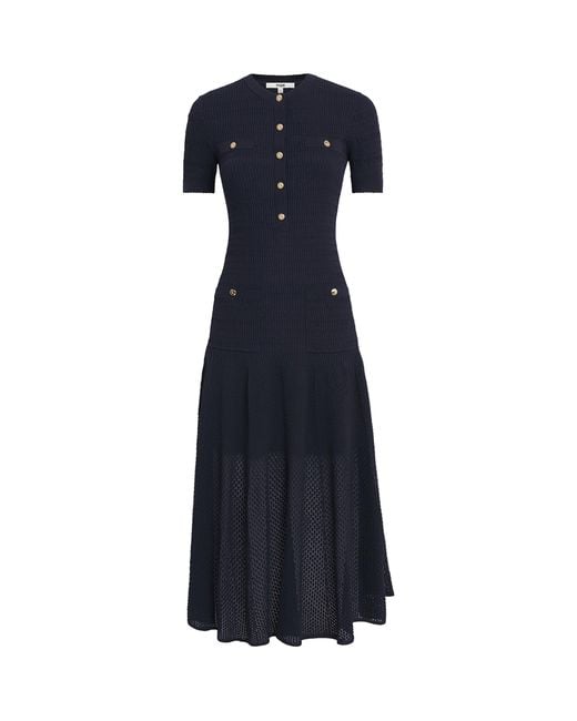 Maje Blue Knit Pointelle Maxi Dress