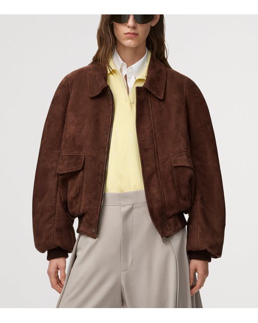 Loewe Brown Leather-Blend Bomber Jacket