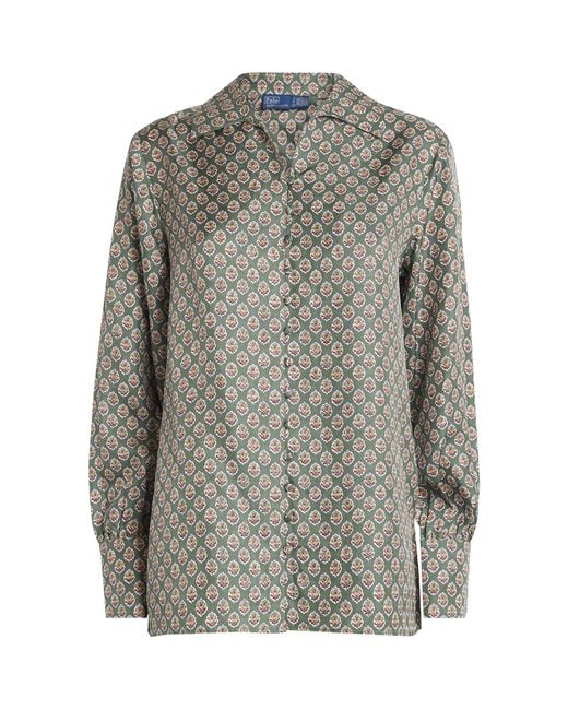 Polo Ralph Lauren Gray Silk Floral Shirt