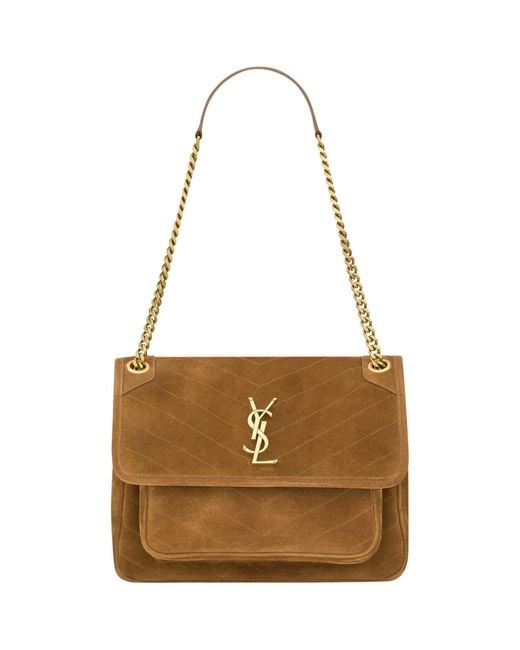 Saint Laurent Brown Medium Suede Niki Shoulder Bag