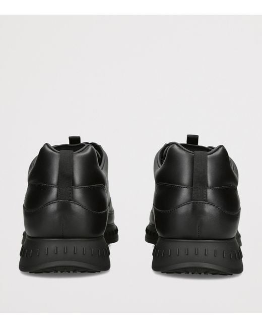 John Lobb Black Leather Stream Laced Sneakers for men