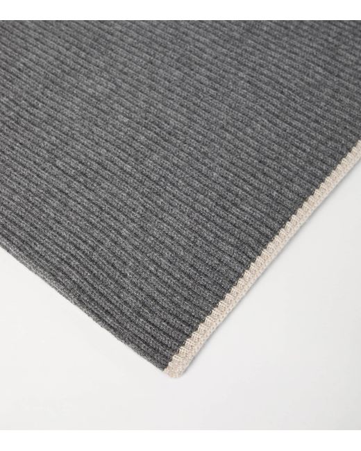 Brunello Cucinelli Gray Cashmere English Rib Monili Scarf