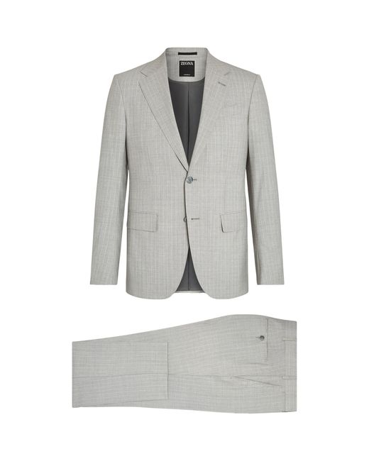 Zegna Gray Wool-blend Tailored Trousers for men
