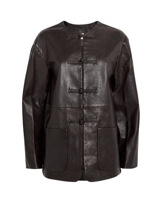 Rohe Black Mandarin Leather Jacket