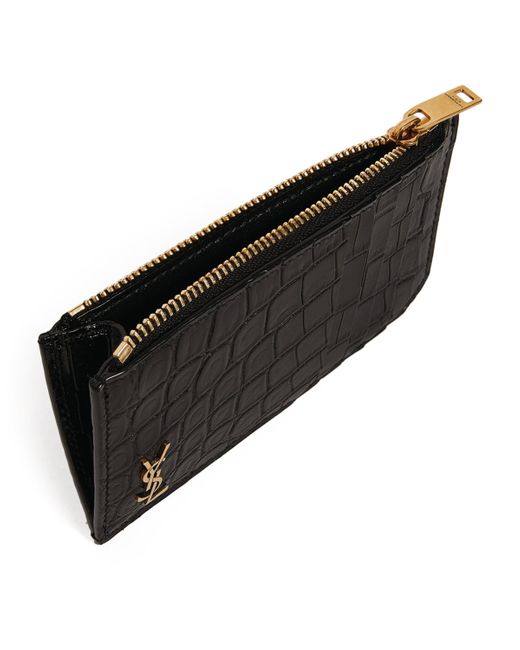 Saint Laurent Croc-Embossed Cardholder