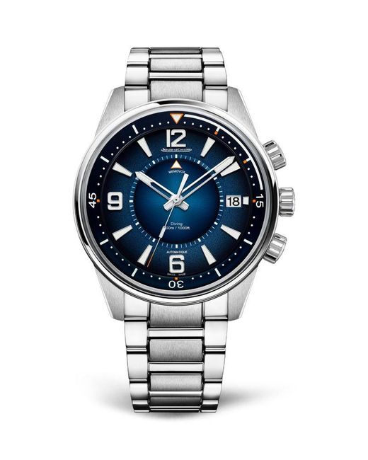 Jaeger-lecoultre Blue Stainless Steel Polaris Mariner Memovox Watch 42Mm for men