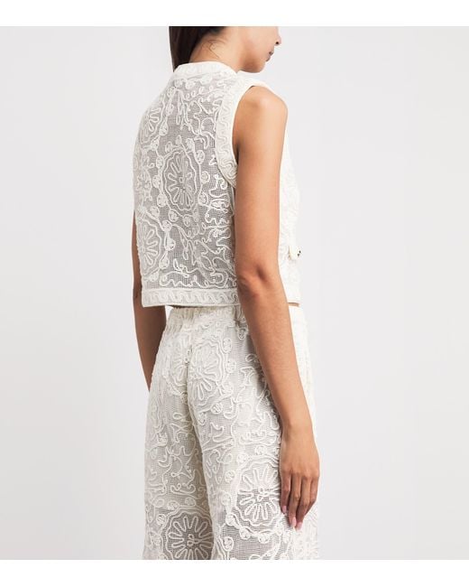 Maje White Guipure Lace Waistcoat