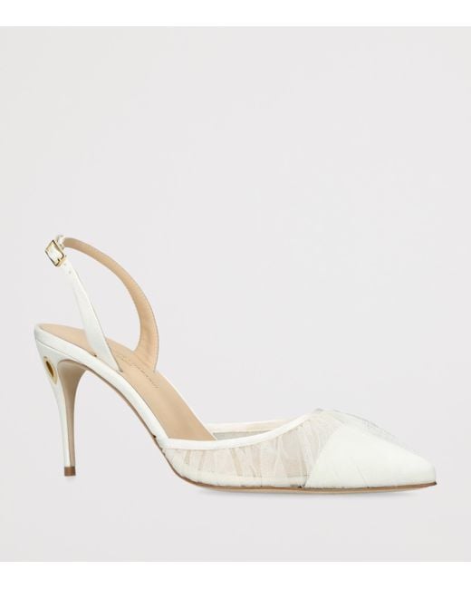 JENNIFER CHAMANDI White Satin Vittorio Slingback Pumps 85