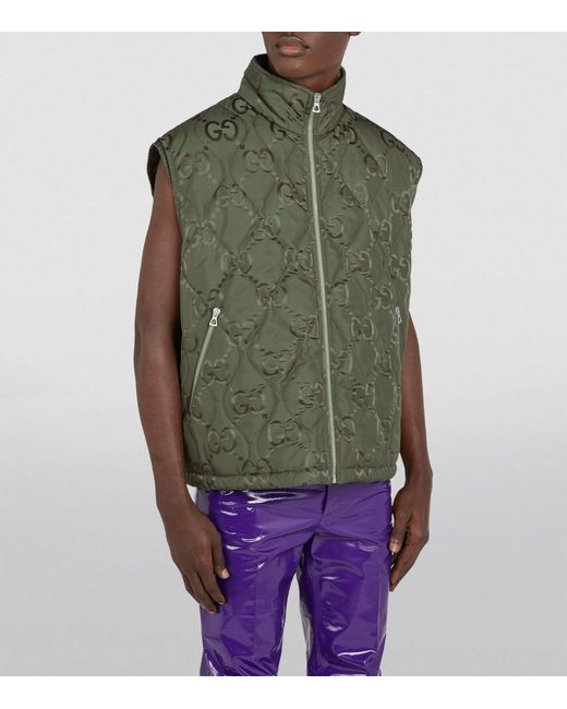 Gucci Green Quilted Jumbo Gg Gilet for men