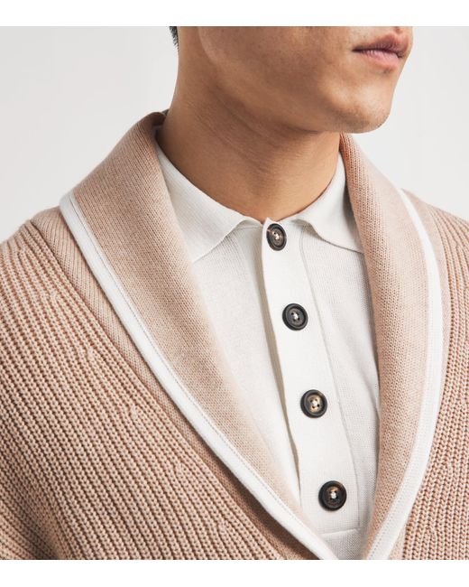 Eleventy Pink Cotton Shawl Cardigan for men