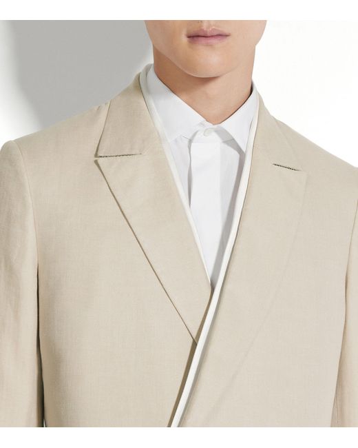 Zegna Natural Linen Double-breasted Evening Jacket for men