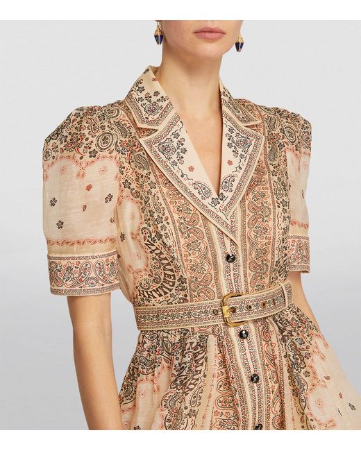 Zimmermann Natural Linen-silk Matchmaker Shirt Dress