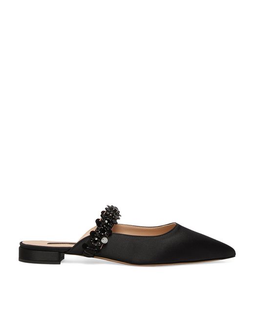Marina Rinaldi Black Satin Embellished Mules