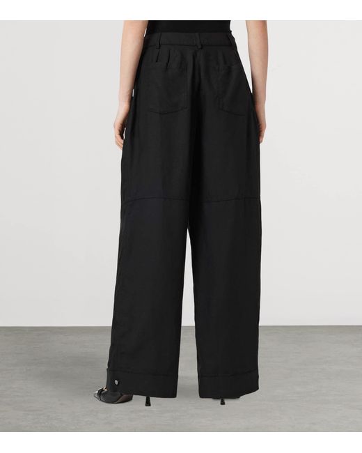 AllSaints Black Sherell Wide-Leg Trousers