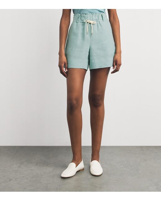 Eleventy Blue Linen Drawstring Shorts