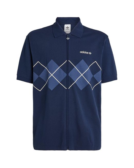 adidas Originals Cotton Argyle Tennis Zipped Polo Shirt in Navy (Blue) for  Men | Lyst
