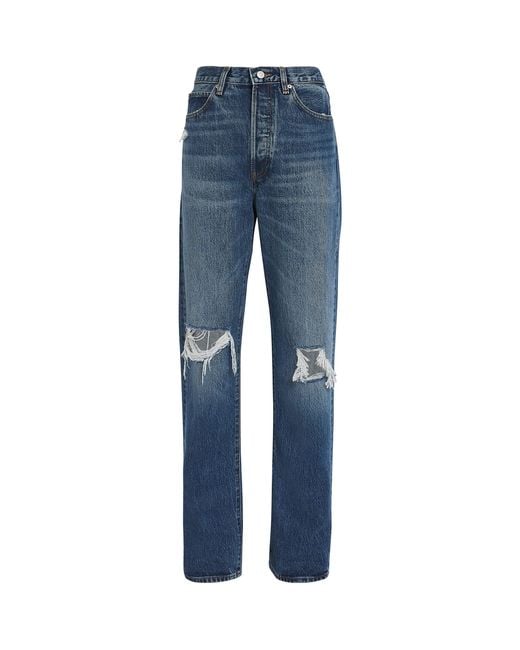 FRAME Blue Distressed The Vertical Straight Jeans