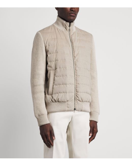 Herno Brown Quilted Hybrid Jacket for men