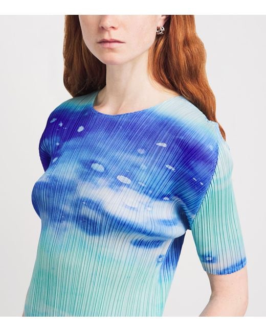 Pleats Please Issey Miyake Blue Sea Bubble Top