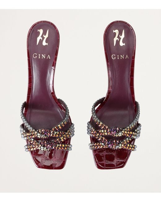 Gina Purple Leather Twyla Heeled Mules 50