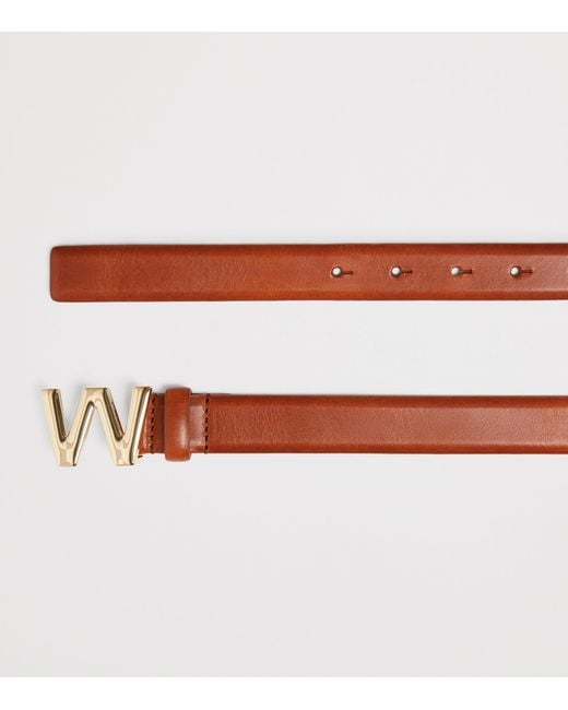 Weekend by Maxmara Brown Leather Logo Belt