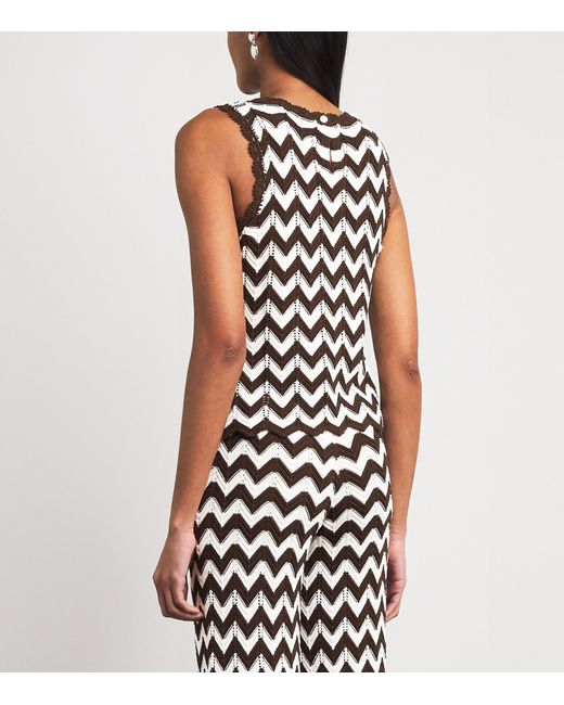 Maje Black Cotton Zigzag Crochet Top