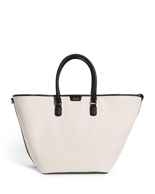 Harrods White Large Canvas Slouchy Tote Bag
