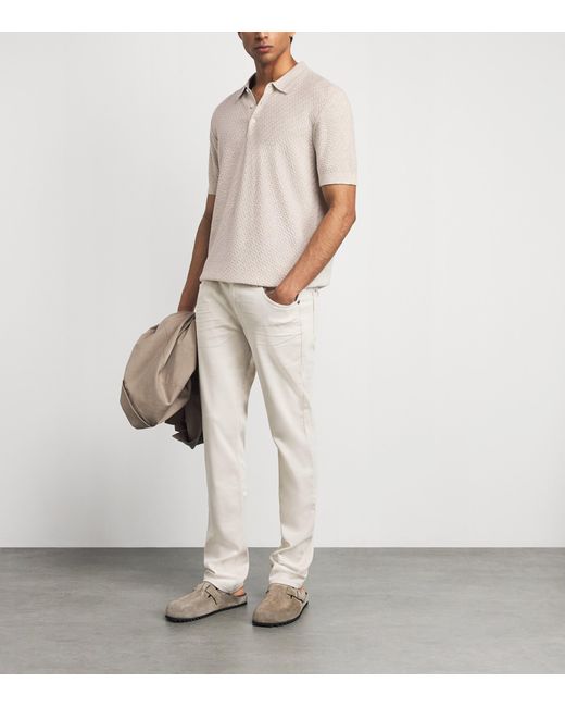 PAIGE White Cotton-Wool-Silk-Cashmere Kiko Polo Shirt for men